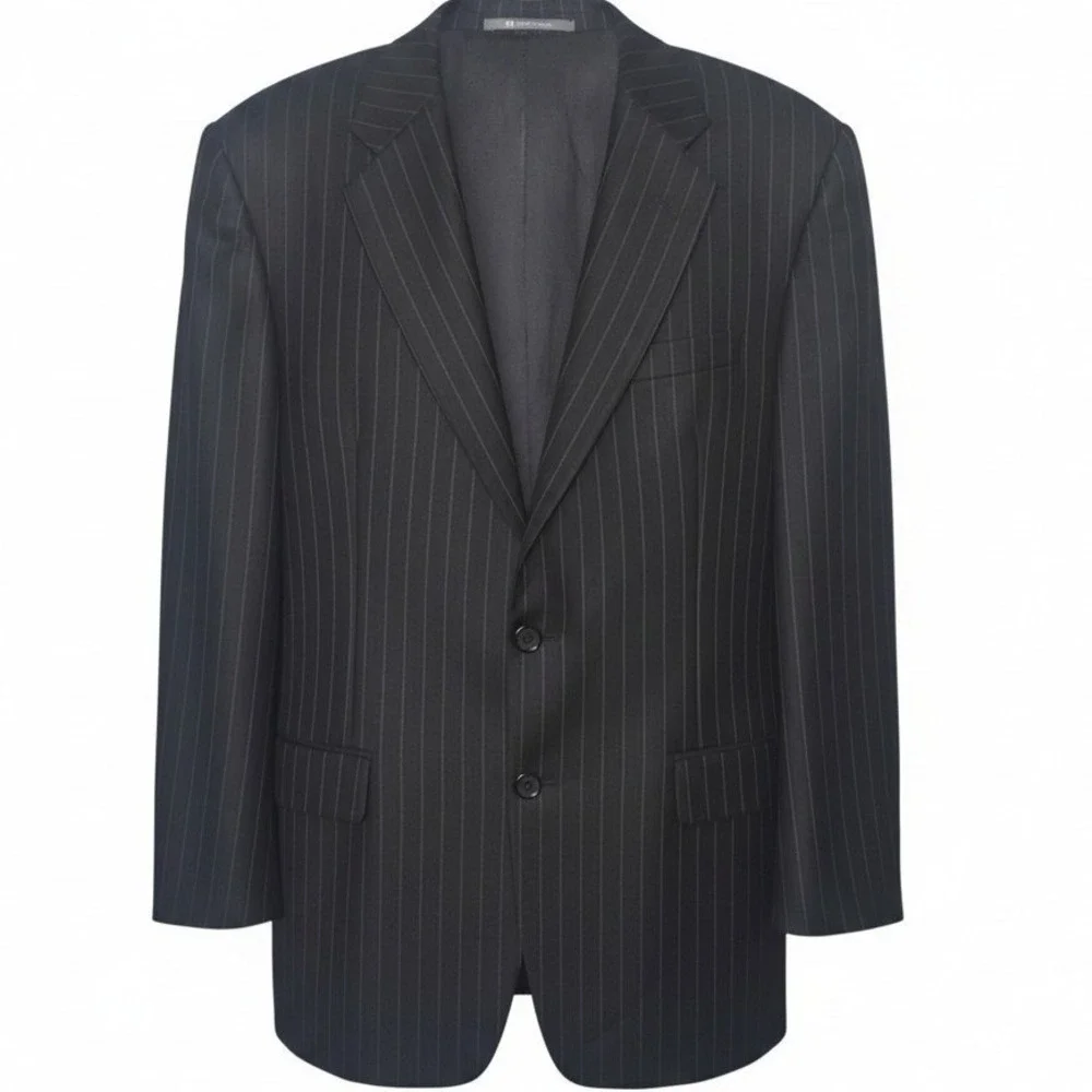 Hickey Freeman Nordstrom Custom 40R Charcoal Pin Worsted Wool Madison Blazer